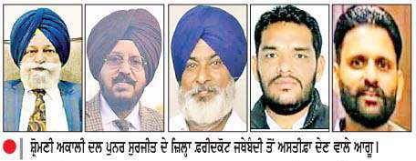  ਸ਼ੋ੍ਰਮਣੀ ਅਕਾਲੀ ਦਲ ਪੁਨਰ ਸੁਰਜੀਤ ਦੀ ਜ਼ਿਲ੍ਹਾ ਫ਼ਰੀਦਕੋਟ ਜਥੇਬੰਦੀ ਨੇ ਸਮੂਹਿਕ ਅਸਤੀਫ਼ੇ ਦਿੱਤੇ
