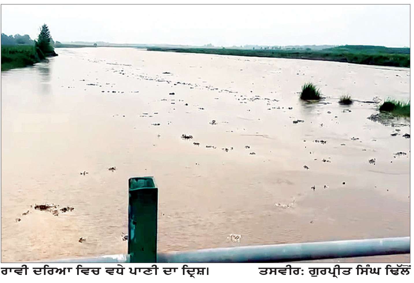  ਭਾਰਤ-ਪਾਕਿਸਤਾਨ ਕੌਮਾਂਤਰੀ ਸਰਹੱਦ ਨਾਲ ਵਗਦੇ ਰਾਵੀ ਦਰਿਆ ਵਿਚ ਪਾਣੀ ਦਾ ਪੱਧਰ ਵਧਿਆ
